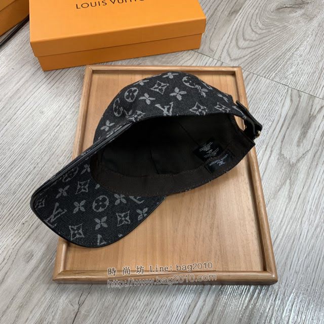 LV男女同款帽子 路易威登水洗牛仔印花棒球帽鴨舌帽  mm1763